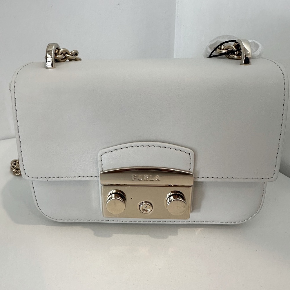 Furla Metropolis Off- White Leather Crossbody Bag